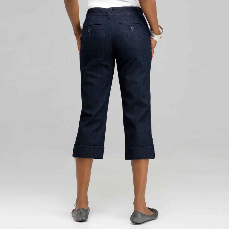 5 Pocket Cuffed Capri (Plus), Rinse Wash New, large image number 1